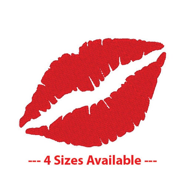 Motif de broderie lèvres PES & DST fichiers numériques, taille du cerceau : 4 "x4", --- 4 tailles disponibles ---