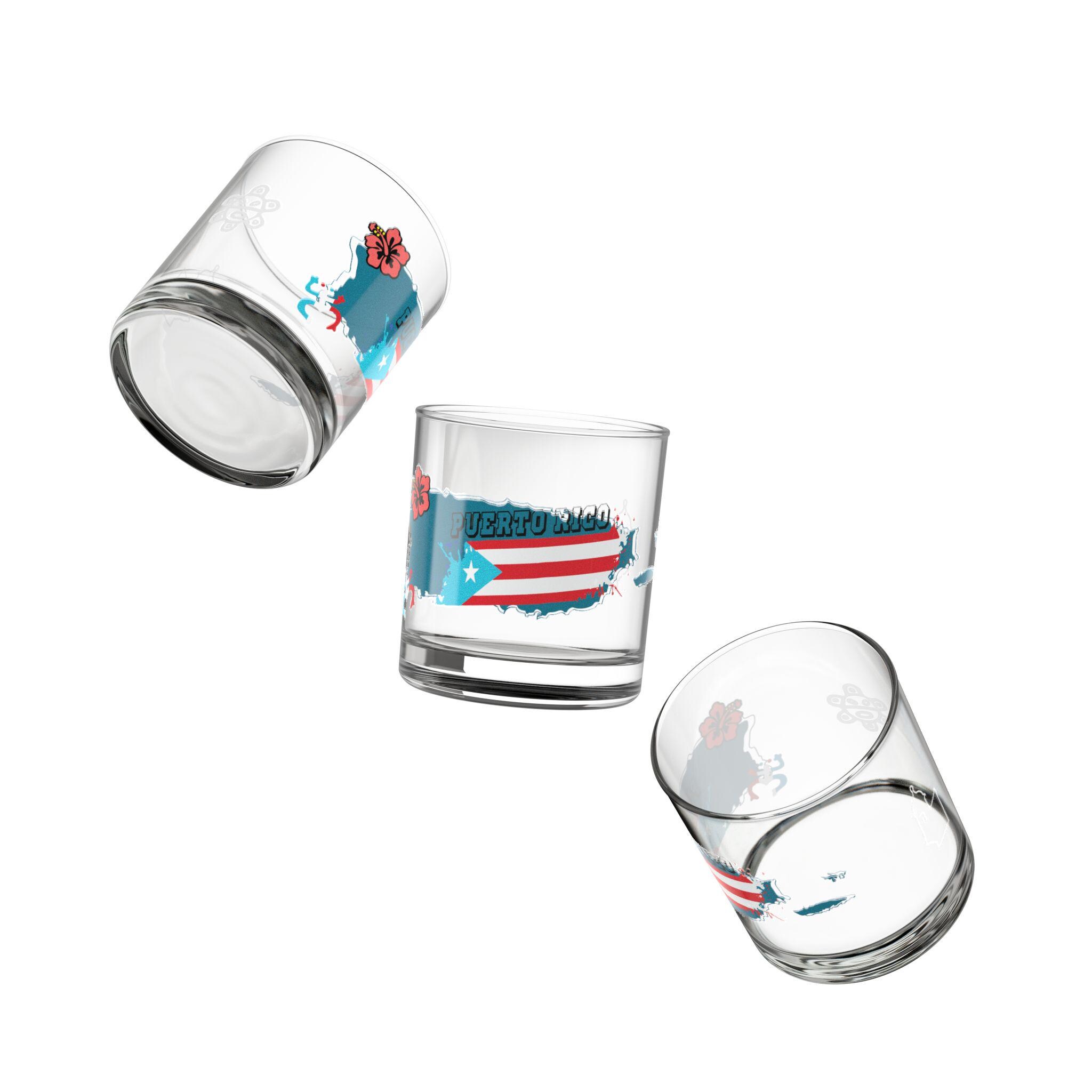 Puerto Rico Rocks Glasses Puerto Rico Island Map Rocks Glass - 10oz Double Old Fashioned Glass ...