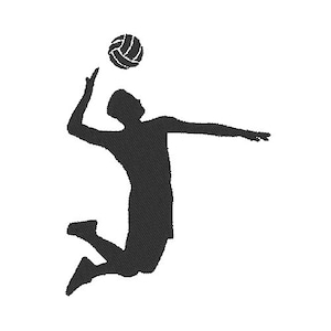 Volleyball Men Silhouette Design PES & DST Digital Files, Hoop Size: 4”x4”
