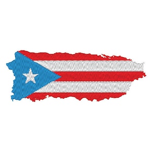 Puerto Rico Island with Flag Embroidery Design PES & DST Digital Files, Hoop Size: 4”x4”