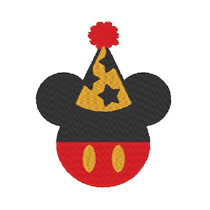 Mickey Birthday Embroidery Design PES & DST Digital Files, Hoop Size: 4”x4”