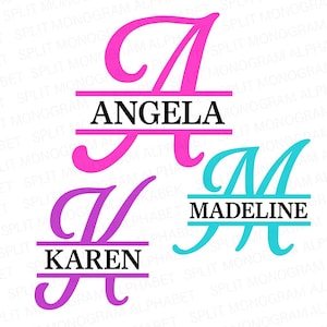 Split Monogramm Alphabet SVG Dxf Png | 26 Individuelle Schnittdateien für Cricut & Silhouette | Monogramm Monogramm SVG Bundle mit geteiltem Rahmen