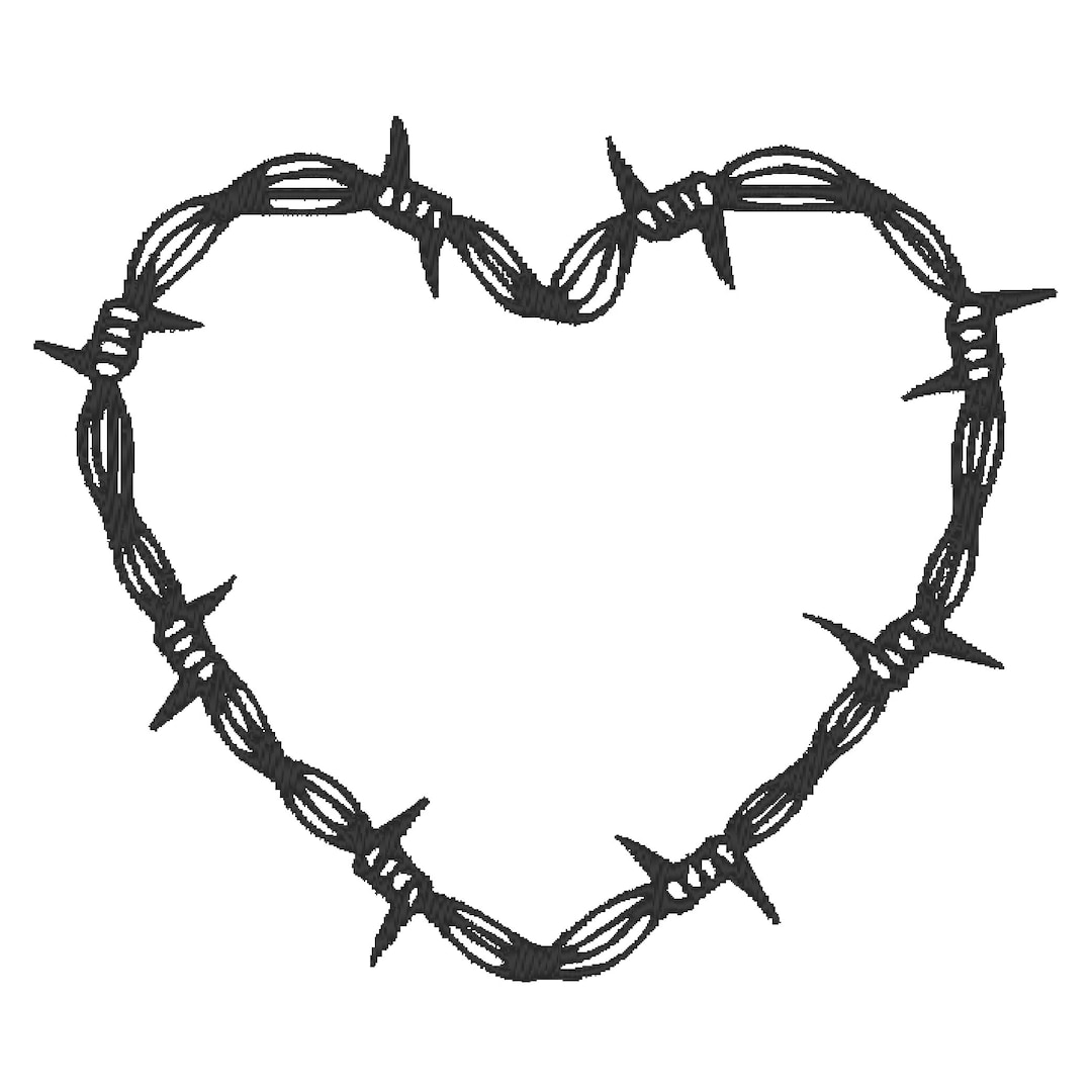 Barbed Wire Heart Embroidery Design PES & DST Digital Files, Hoop Size