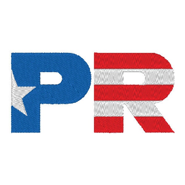 Lettres PR - Puerto Rico Flag Broderie Design PES & DST Fichiers numériques, Taille du cerceau: 4 « x4 »