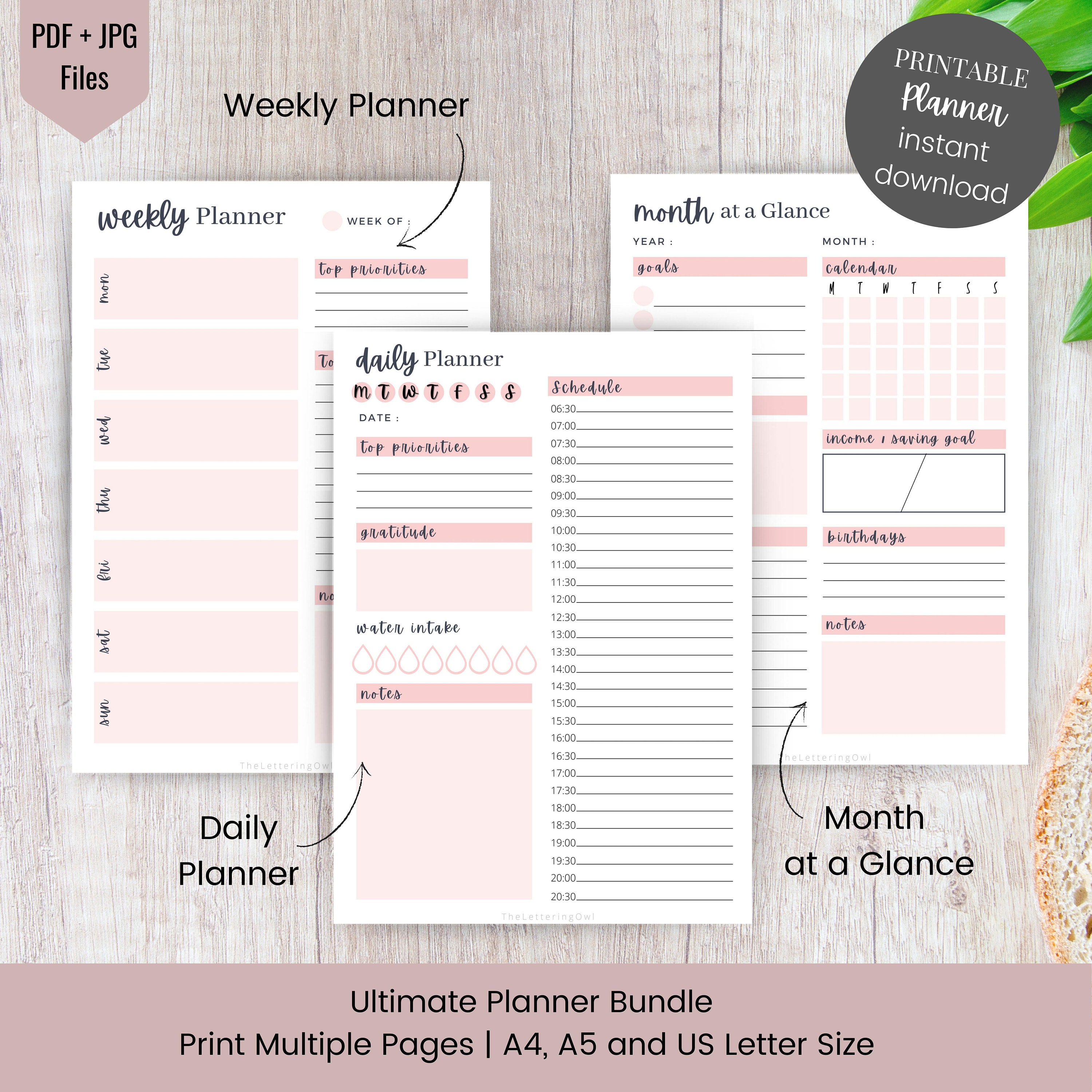 Printable Planner Bundle Productivity Planner Daily Planner Etsy
