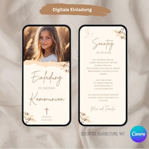 Digitale Einladung zur Kommunion, animierte eCard, Einladungskarte WhatsApp, Firmung, Segnung, Erstkommunion, Konfirmation