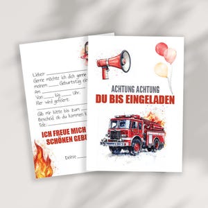 Cartes d'invitation des pompiers pour l'anniversaire des enfants | Invitations d'anniversaire pompiers | Cartons d'invitation des pompiers à imprimer | Fête des pompiers