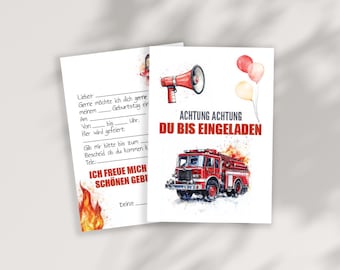 Cartões de convite do corpo de bombeiros para aniversário infantil | Convites de aniversário bombeiros | Cartões de convite do corpo de bombeiros para imprimir | Festa do bombeiro