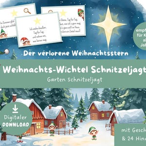 Schnitzeljagd Weihnachten zum Ausdrucken, Weihnachts-Wichtel Schatzsuche, Kinderspiel ab 4 Jahre, Schatzsuche Garten, Spiel Kindergeburtstag