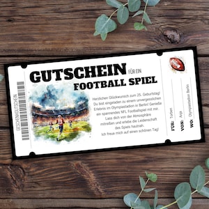 Voucher Football Game - to print, American Football Stadium Visit Gift, Invitation to Football, Gift Voucher, NFL
