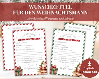 Printable wish list for Santa Claus, wish list template, Christmas wish list for children, letter to Santa Claus