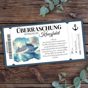 Reisegutschein Kreuzfahrt zum Ausdrucken, Geschenkidee Schiffsreise , Reisegutschein, Gutschein Urlaub, Kreuzfahrt machen, Gutschein Reise