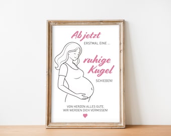 Despedida de la baja por maternidad por parte de compañeras - baja parental, regalo para embarazadas, compañera embarazada, despedida, descarga digital