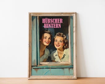 Printable poster "Nice Ass", vintage bathroom picture, retro bathroom poster, guest toilet picture, toilet poster, housewarming gift