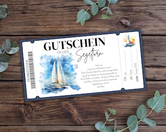 Printable sailing trip travel voucher, gift idea for a cruise, travel voucher, holiday voucher, sailing trip voucher, travel voucher