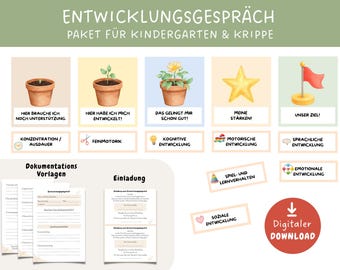 Paket Entwicklungsgespräch für Kita, Elterngespräch Karten, Visualisierungskärtchen Entwicklungsgespräch zum Ausdrucken, Kita Material