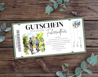 Printable bike tour voucher, gift idea for a bike trip, bike tour voucher template, give the gift of time, gift voucher for cycling
