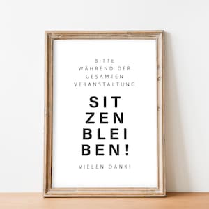 Poster Stay seated to print, funny bathroom picture, bathroom poster, picture guest toilet, toilet picture, housewarming gift, decoration bathroom