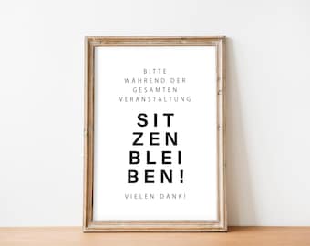 Poster Stay seated to print, funny bathroom picture, bathroom poster, picture guest toilet, toilet picture, housewarming gift, decoration bathroom