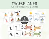 Tagesplaner Kindergarten, Morgenkreis Karten Kiga, Tagesablauf Plan Wochenplan für Kindergarten, Wochenplaner Krippe, Montessori Karten