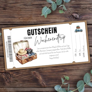 Travel voucher weekend trip to print, gift voucher short break, voucher travel, voucher holiday, city trip, short break