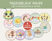 Tagesablauf Raupe für Kindergarten, Tagesplaner Kiga, Visualisierung, Tagesablauf zum Ausdrucken, Tagesrhythmus Kinder, Kita Material