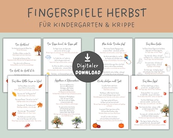 Herbst Fingerspiele für den Morgenkreis, Morgenkreis Kiga, Herbst Sing- & Kreisspiele, Fingerspiele, Reime für Kinder, Bewegungskarten