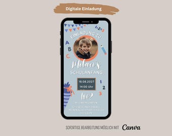 Digital invitation for starting school, first day of school, invitation card via WhatsApp, e-card for the start of school. Invitation to the start of school