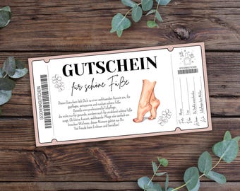 Foot care voucher - printable, voucher for beautiful feet, gift voucher for a pedicure, gift idea for best friends, gift for a nail salon