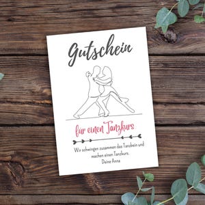 Voucher de curso de dança para imprimir, ideia de presente para aprender a dançar, editável, personalizável, ideia de presente de última hora, aprender a dançar para casamentos