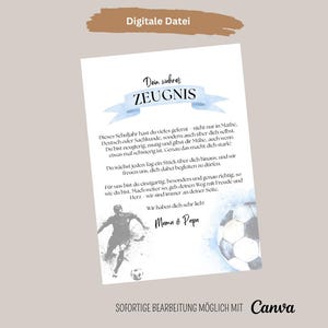 The real report card for children, report card for schoolchildren, school report card without grades, motivational report card, football report card, personal report card from parents