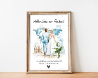 Printable wedding money gift, honeymoon gift, wedding gift idea, travel fund, money gift packaging, digital download