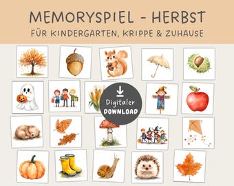 Autumn Memory Game, Printable Memory Game, Downloadable Memory Game, Autumn Memory, Autumn Games, Games for the Season