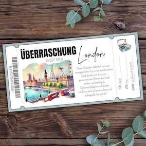 Travel voucher London to print, gift voucher short break, voucher trip to England, short break London, city trip