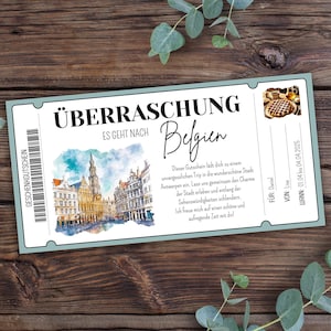 Reisegutschein Belgien zum Ausdrucken, Gutschein Kurzurlaub, Geschenkgutschein Urlaub Antwerpen, Gutschein Städtetrip, Reise nach Belgien