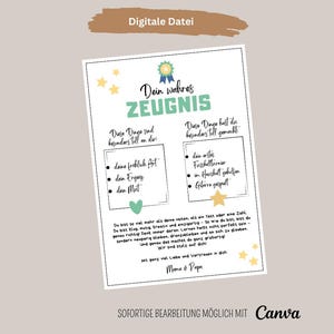 The true report card for children, report card for schoolchildren, school report card without grades, motivational report card, special report card, personal report card from parents