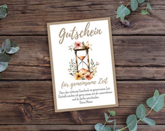 Printable voucher, shared time, time instead of things, voucher template, gift idea for best friends, give the gift of time, gift for mom
