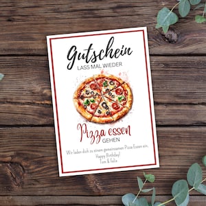 Bon à imprimer, bon pour manger une pizza, bon pour un dîner dans un restaurant italien, personnalisable, cadeau de dernière minute