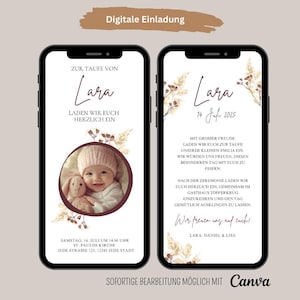 Invitation numérique pour baptême, eCard animée, carte d'invitation WhatsApp, invitation baptême, saint baptême, communion, confirmation