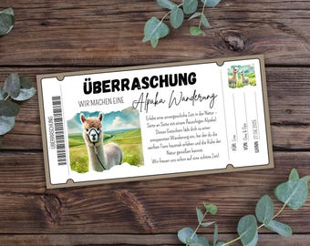 Cupón imprimible para Alpaca Trek, cupón para Alpaca Trek Experience, cupón de aventura personalizable