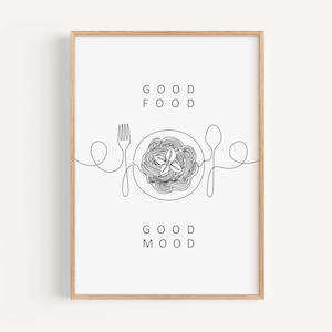 Poster Good Food Good Mood - to print, poster kitchen, kitchen poster, kitchen pictures, picture for dining room, kitchen decoration, kitchen decoration