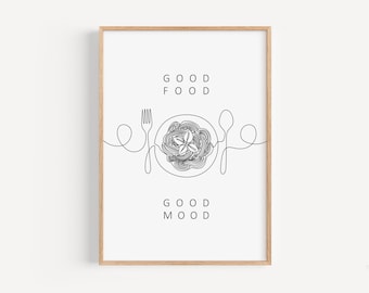 Poster Good Food Good Mood - to print, poster kitchen, kitchen poster, kitchen pictures, picture for dining room, kitchen decoration, kitchen decoration
