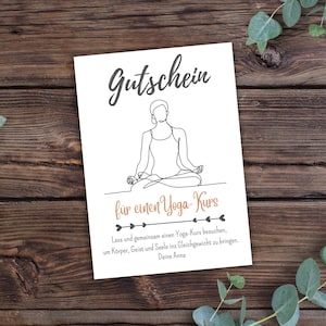 Gutschein Yoga - zum Ausdrucken, Yoga, Yoga-Kurs, PDF Download, Editierbar, Personalisierbar, Last Minute Geschenk, sofort verfügbar