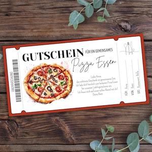 Pizza meal voucher to print, voucher for eating out, gift voucher for a restaurant, invitation to an Italian restaurant, voucher template for pizza