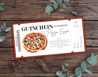 Printable pizza voucher, restaurant voucher, gift voucher for an Italian restaurant, pizza voucher template