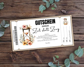 Voucher time instead of stuff, gift voucher for time together to print, gift idea for best friend, voucher template, gift for mom