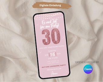Digital birthday invitation, animated eCard, personalized invitation card, birthday invitation via WhatsApp, milestone birthday
