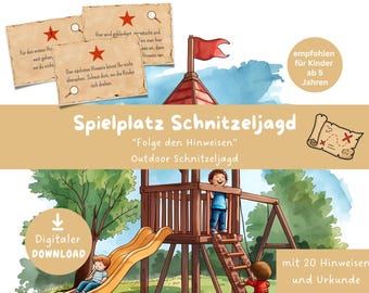 Printable scavenger hunt for the playground, playground treasure hunt, children's game for ages 5 and up, outdoor treasure hunt, children's birthday game