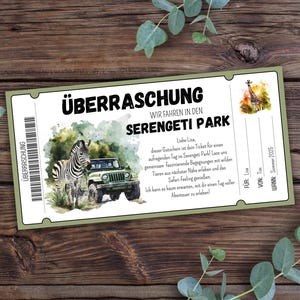 Serengeti Park voucher to print, zoo, zoo visit, animal park, voucher trip to the Serengeti Park, animal park voucher to design