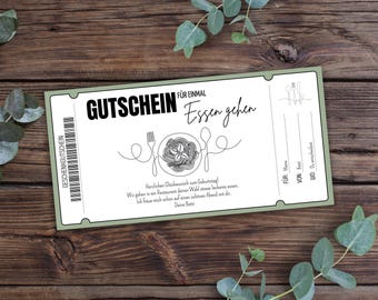 Printable voucher, dining out, restaurant, dinner invitation, personalizable, last minute gift idea, available immediately